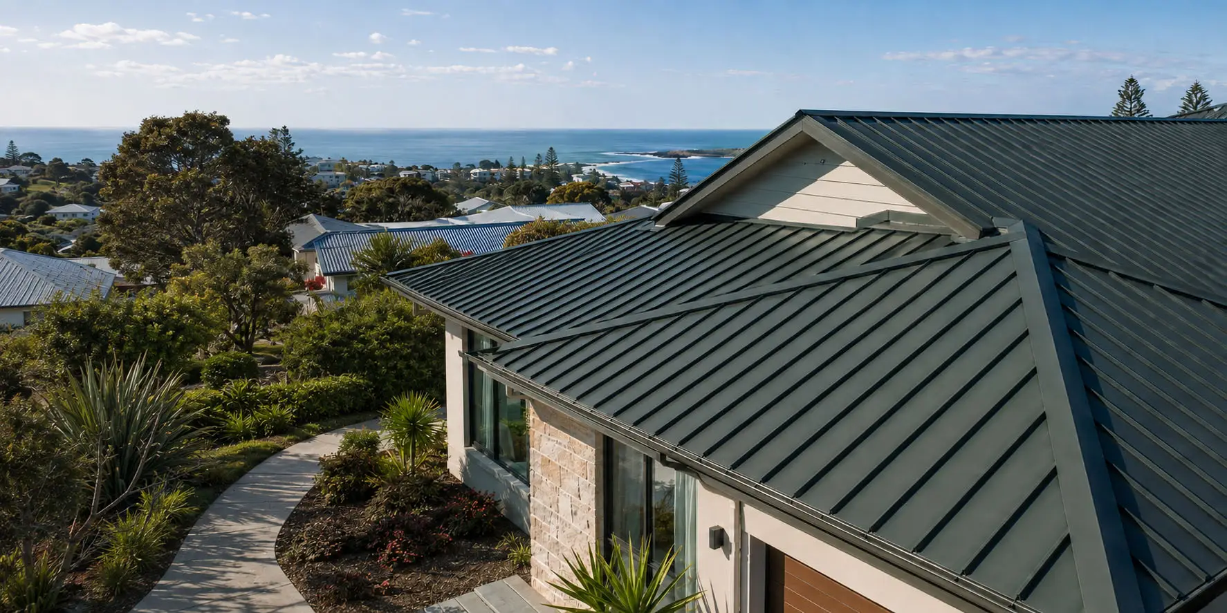 Metal Roofing Shellharbour Completed metal roof on a coastal Shellharbour home