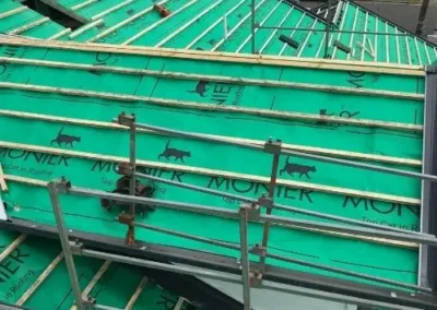Roof sarking and timber battens installed before new roofing