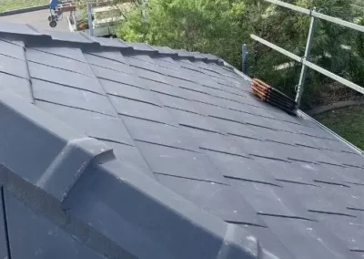 Grey tiled roof with a freshly restored and painted finish