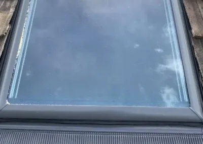 Close-up of a skylight installed within a residential roof